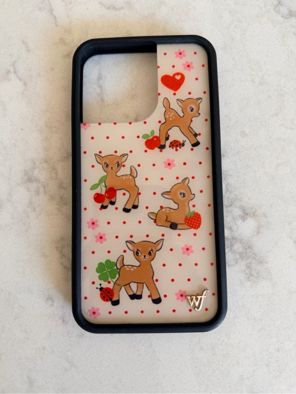 Cute Deer Pattern Kids Phone Case - Pink & Black